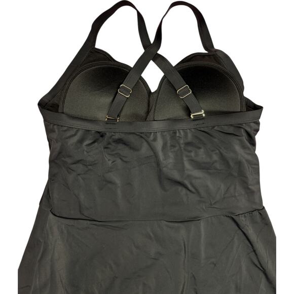 Susan Graver Soleil Knotted‎ Side Swim Dress Black Women's 16 Summer Beach NWOT - Picture 3 of 11